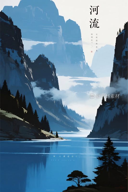 古风山水风景插画