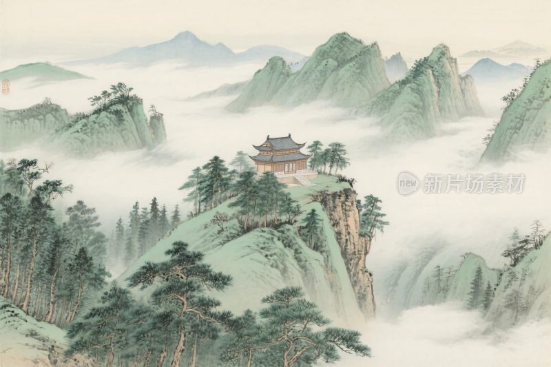 传统山水国画风景