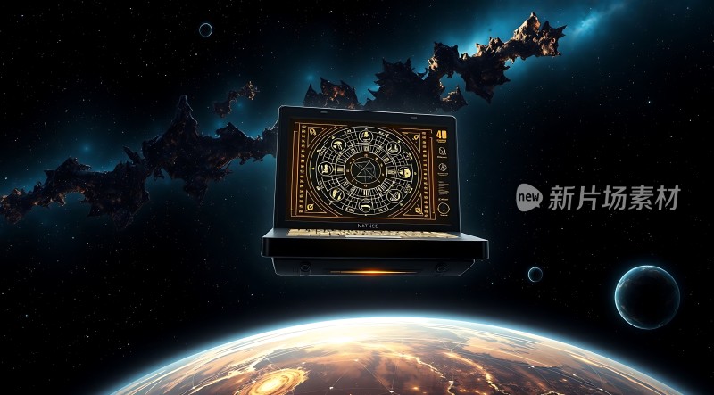 新片场素材宇宙飞船与地球
