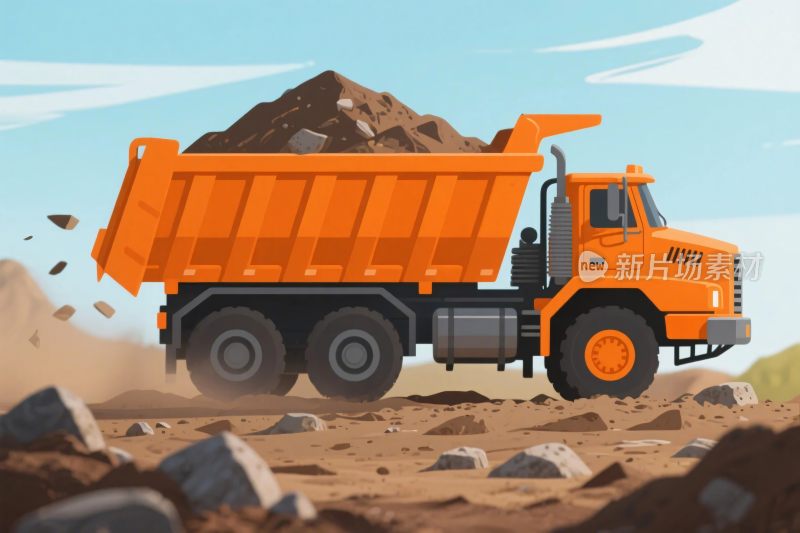 橙色自卸卡车运输