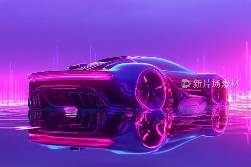 炫酷霓虹跑车插画
