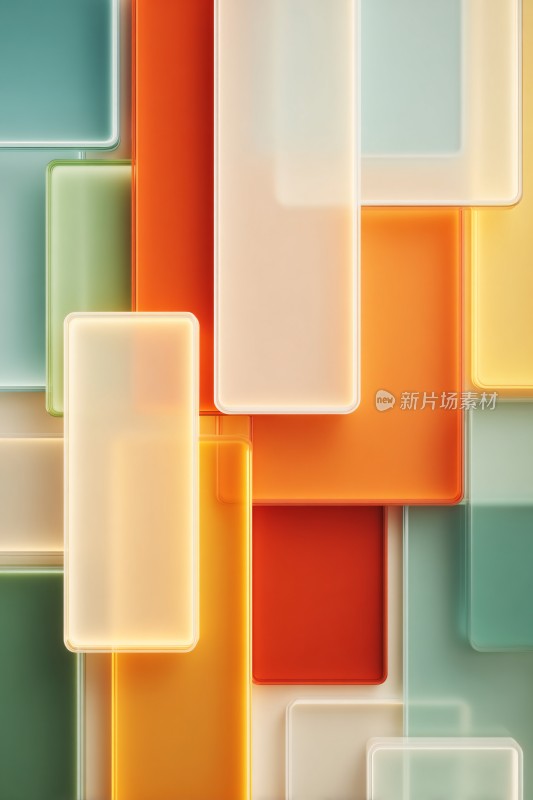 多彩透明方块插画背景