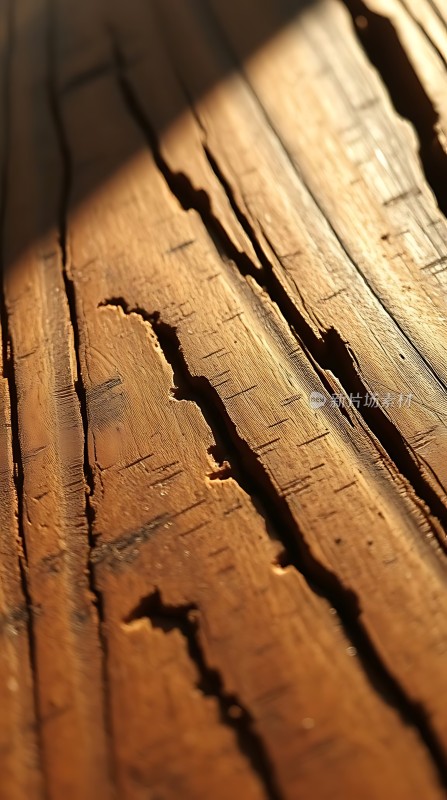 阳光下的木纹裂缝