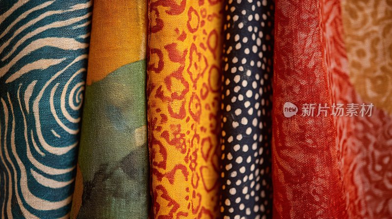 多彩花纹布料展示