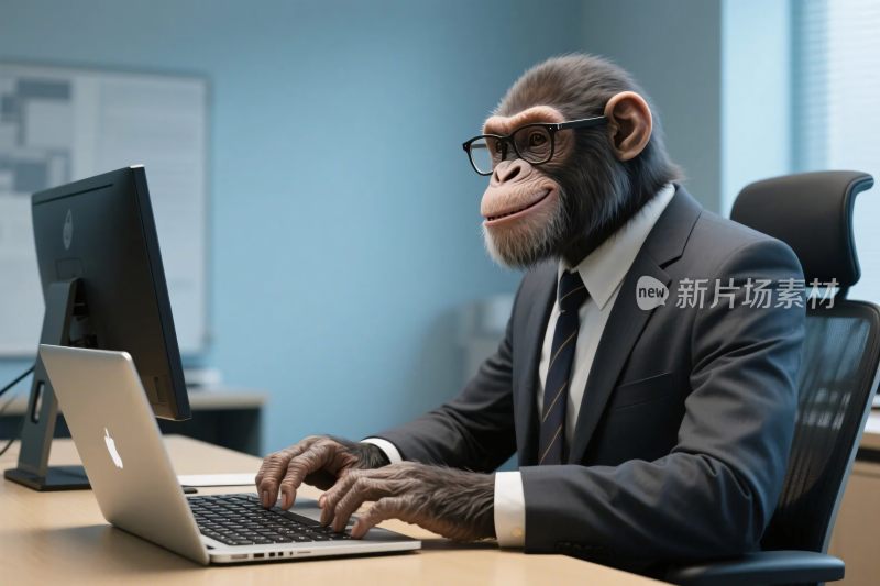 拟人化猴子办公