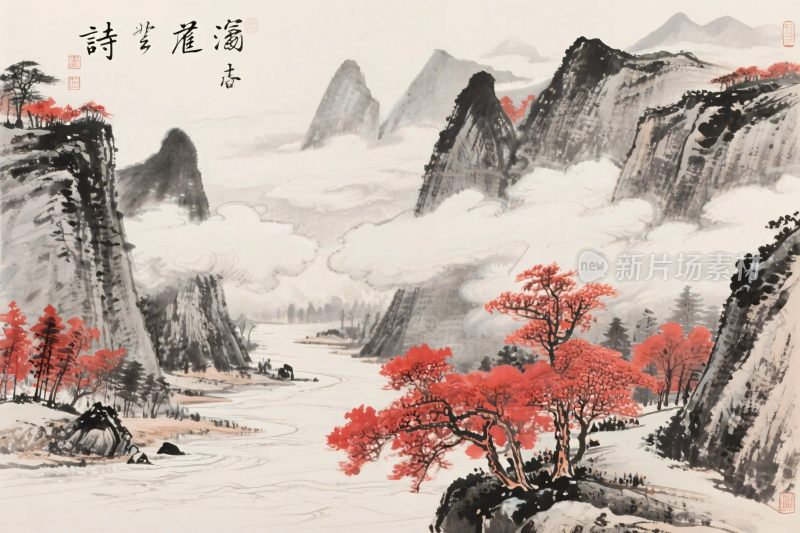 中国传统山水水墨画