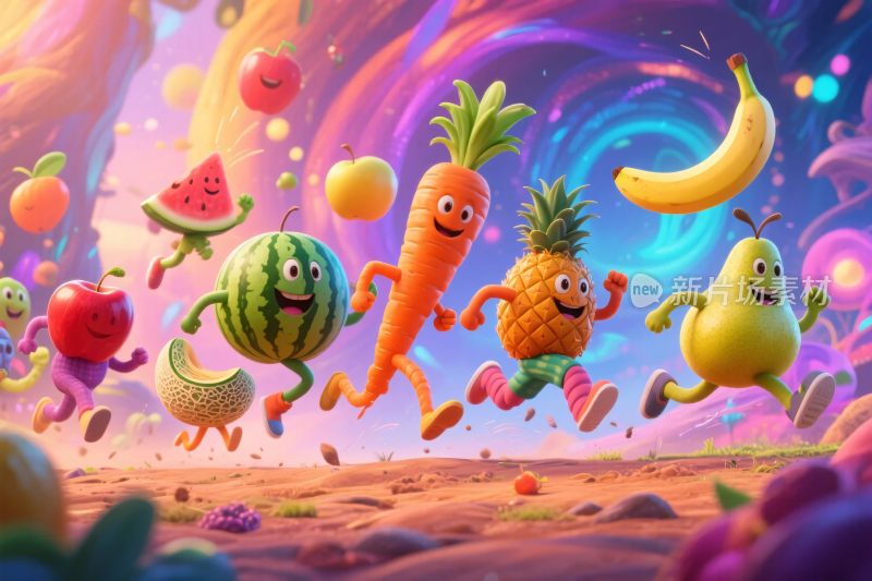 卡通蔬菜水果动态插画