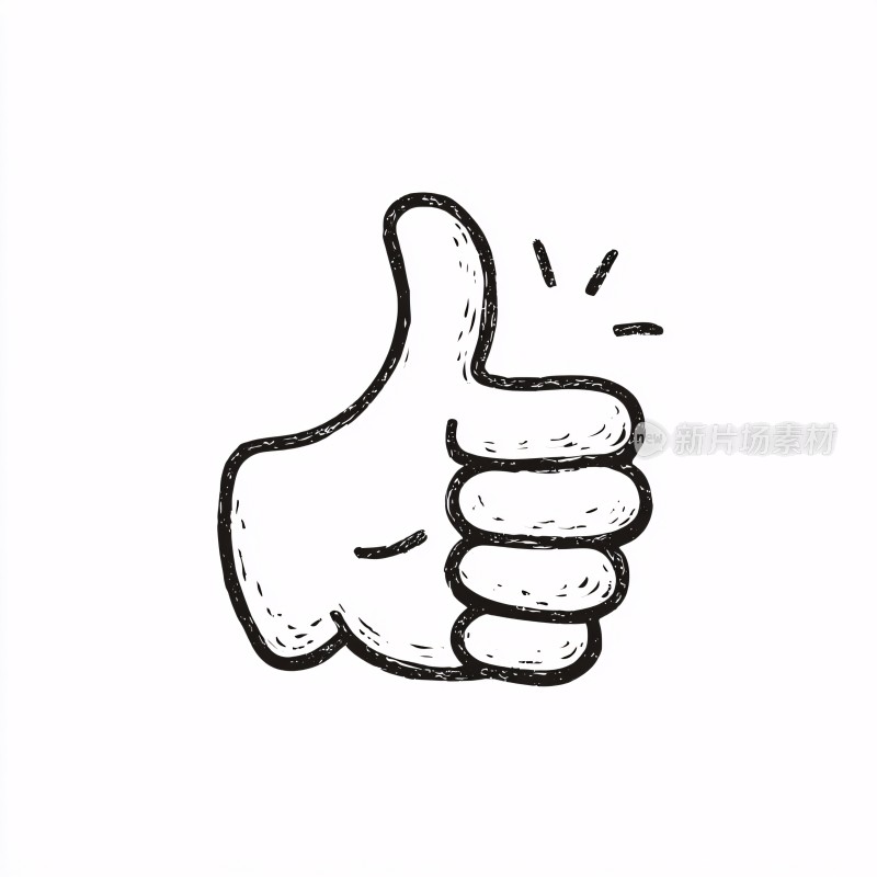 手绘点赞大拇指插画
