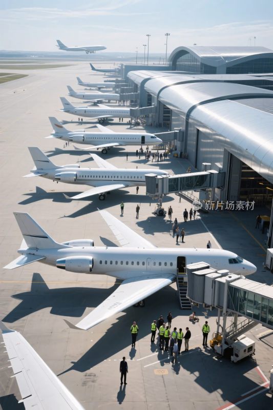 机场停机坪飞机停靠场景