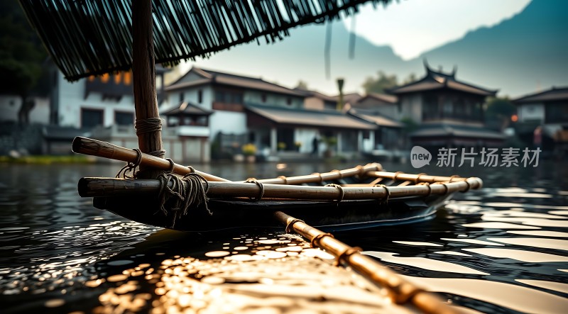 竹筏轻荡水乡梦