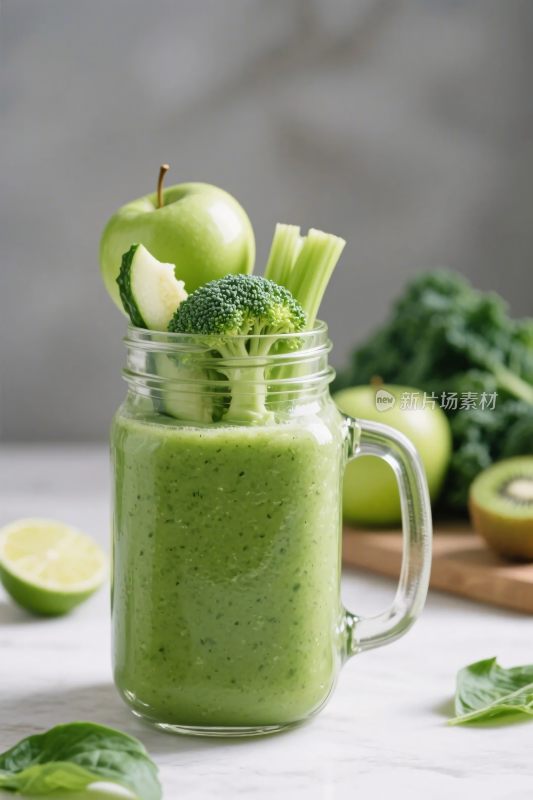 健康绿色蔬果汁展示