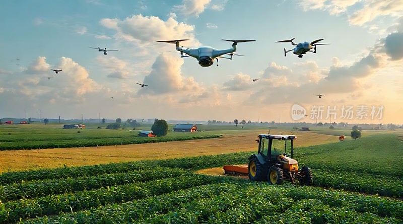 科技助力农业无人机与拖拉机协同作业