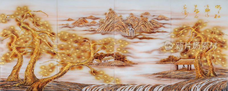 富水长流山水背景