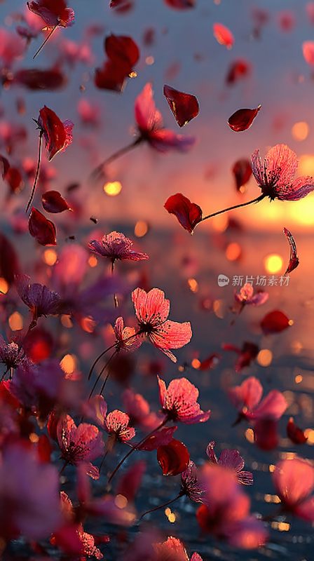 浪漫唯美的花瓣飘落景象