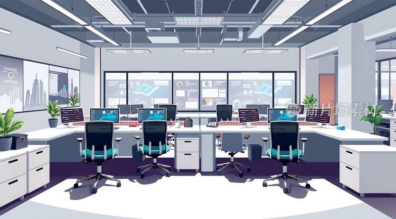现代科技办公室整洁明亮的工作环境