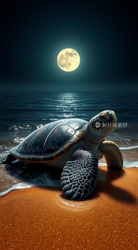 月下海龟归巢