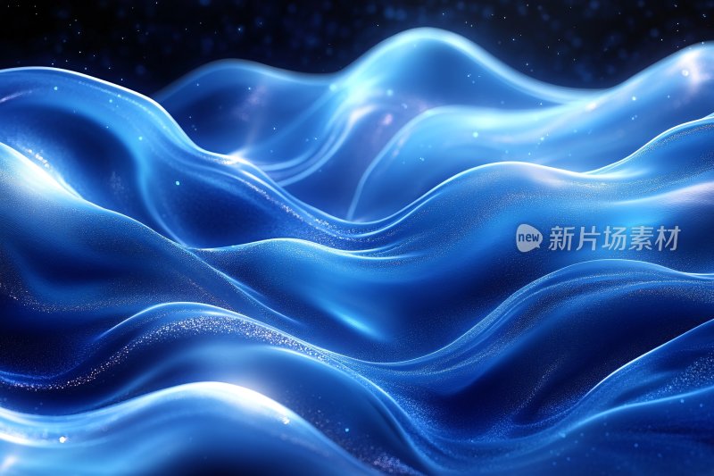 蓝色流动波浪插画