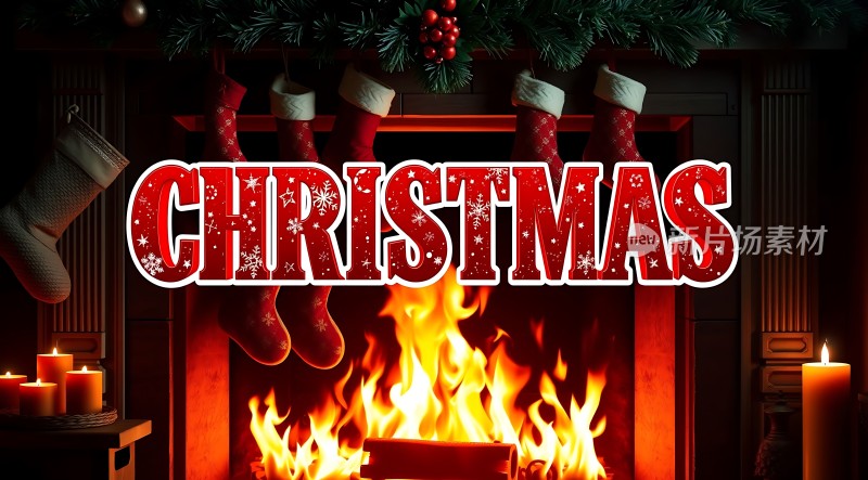 圣诞壁炉温馨夜