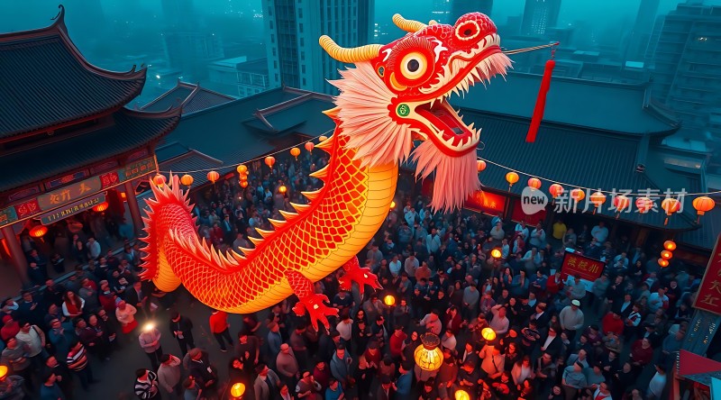 龙舞节庆夜灯火辉煌映 crowd