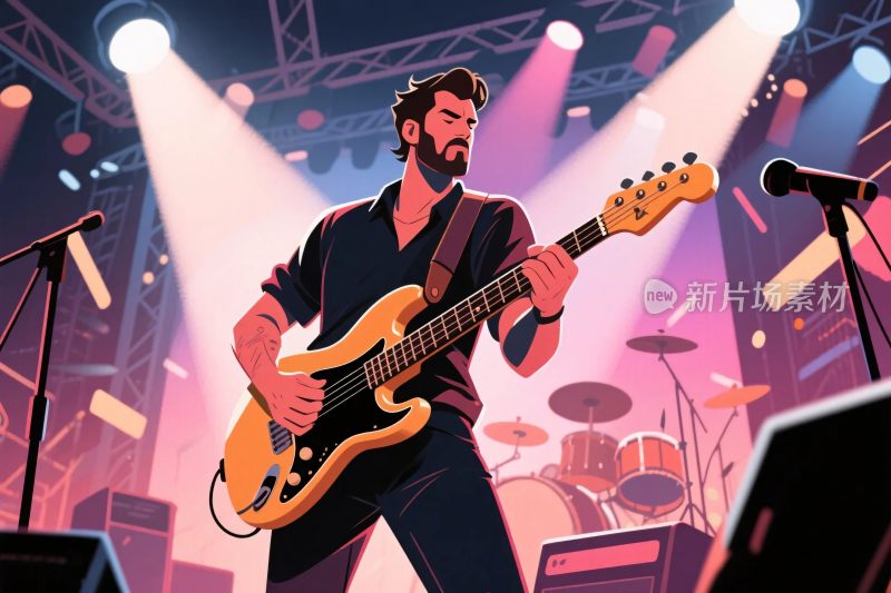 乐队舞台演奏插画