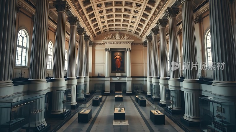 宏伟大厅里的艺术珍品展示