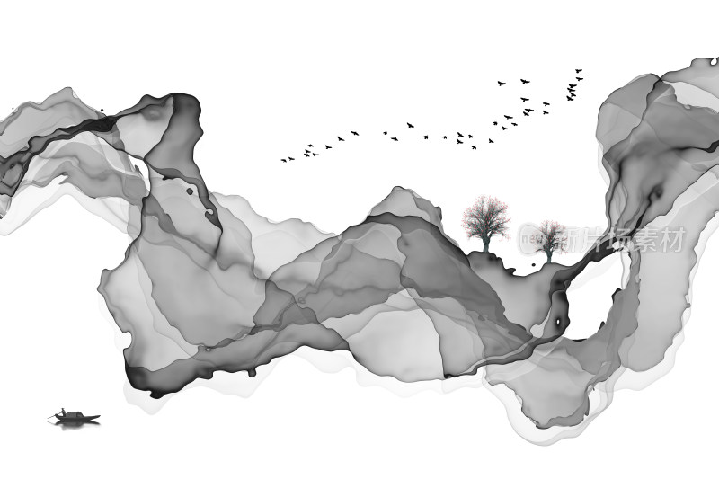 抽象水墨意境山水装饰画