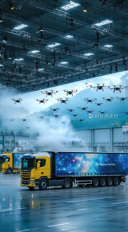 未来物流无人机与卡车协同作业