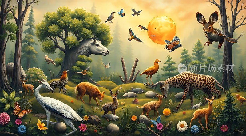 森林秘境动物与自然的和谐共处