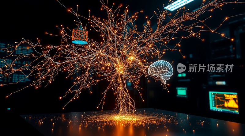 新片场素材大脑与数据网络交织