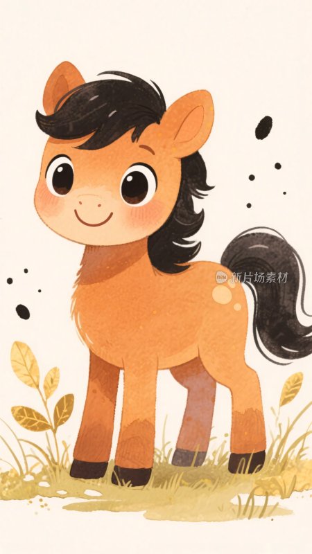 可爱的卡通小马插画