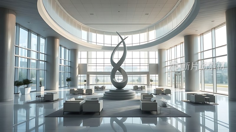 现代艺术大厅简约风格大型雕塑宽敞明亮