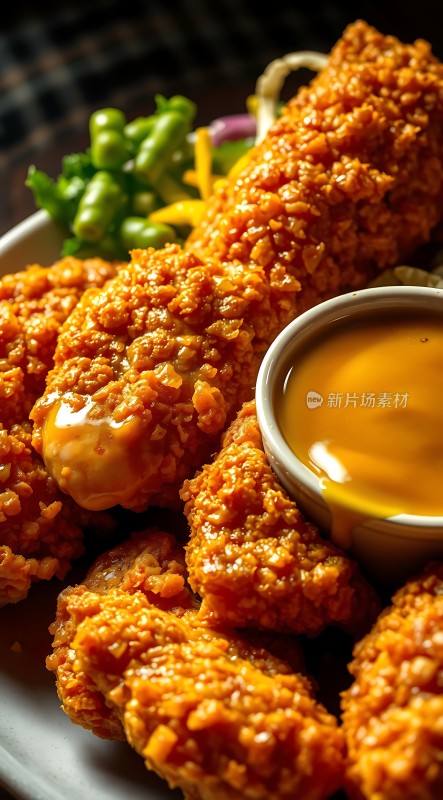 香辣鸡块配酱汁