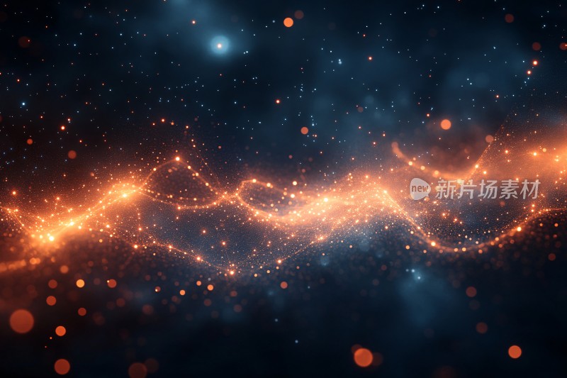 梦幻橙色光带星空背景