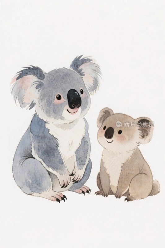 两只考拉的插画