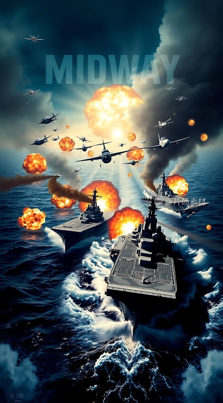 中途岛海战航母与飞机激战