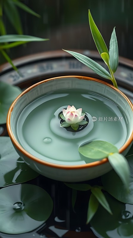 翠碗映荷韵绿波荡心宁