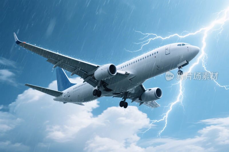 飞机遇雷电场景