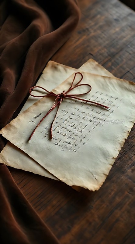 古旧信件与丝带