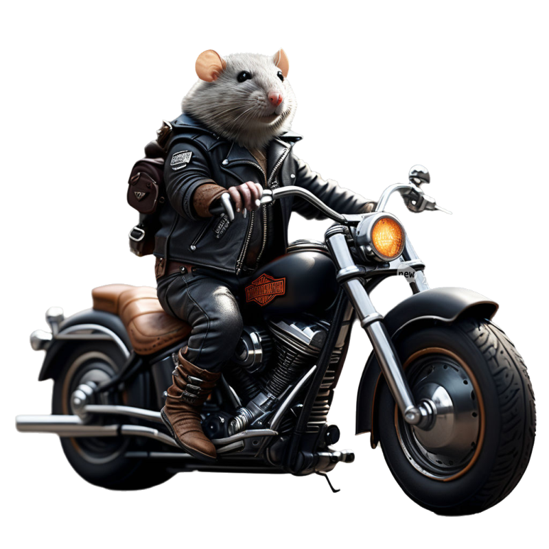 十二生肖动物哈雷机车摩托车骑手老鼠