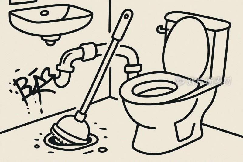 卫生间简笔手绘插画