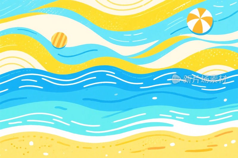 海滩海浪插画