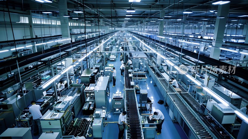 现代工厂生产车间全景图