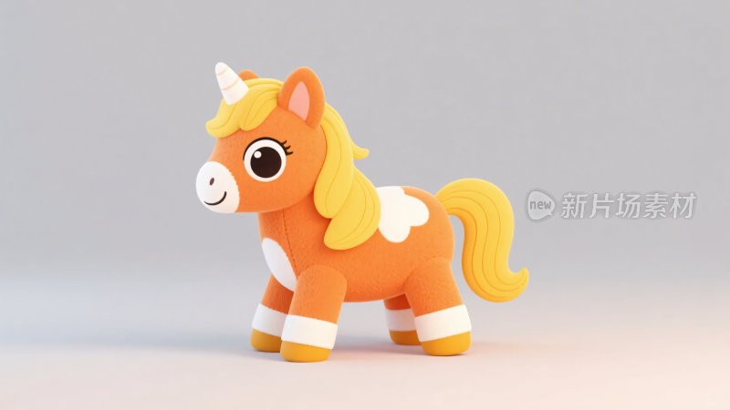 可爱橙色小马玩偶