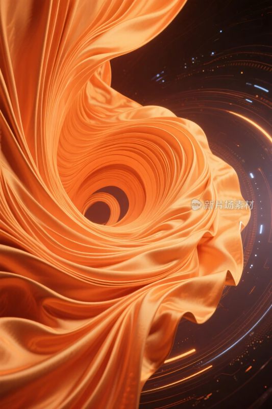 橙色绸缎旋涡状艺术画面