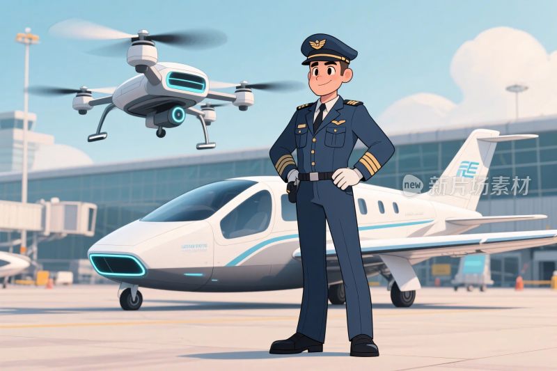 机场航空插画场景