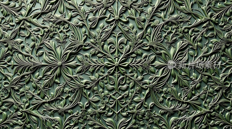 绿色雕花背景图案