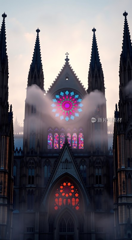 彩色玻璃窗下的神秘教堂