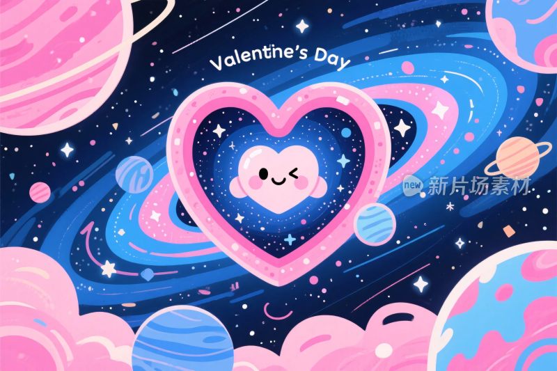 情人节爱心星空插画