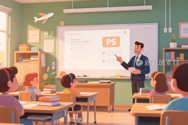 教师授课场景插画