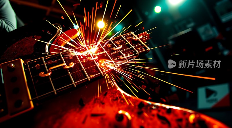 吉他弦乐炫彩火花